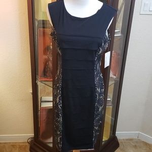 Blue and white side lace dress